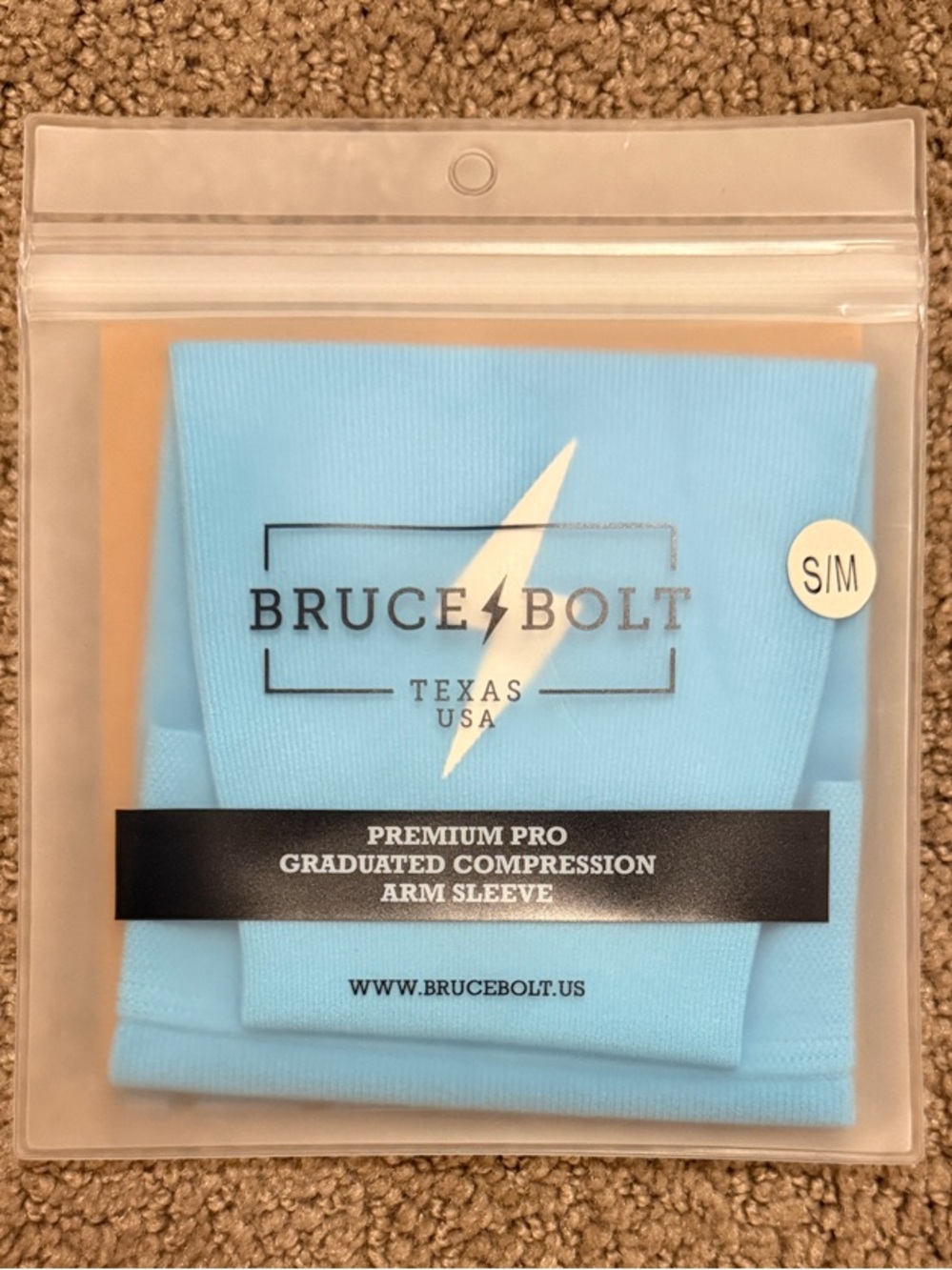 Bruce Bolt Light Blue Men's Compression Arm Sleeve - S/M